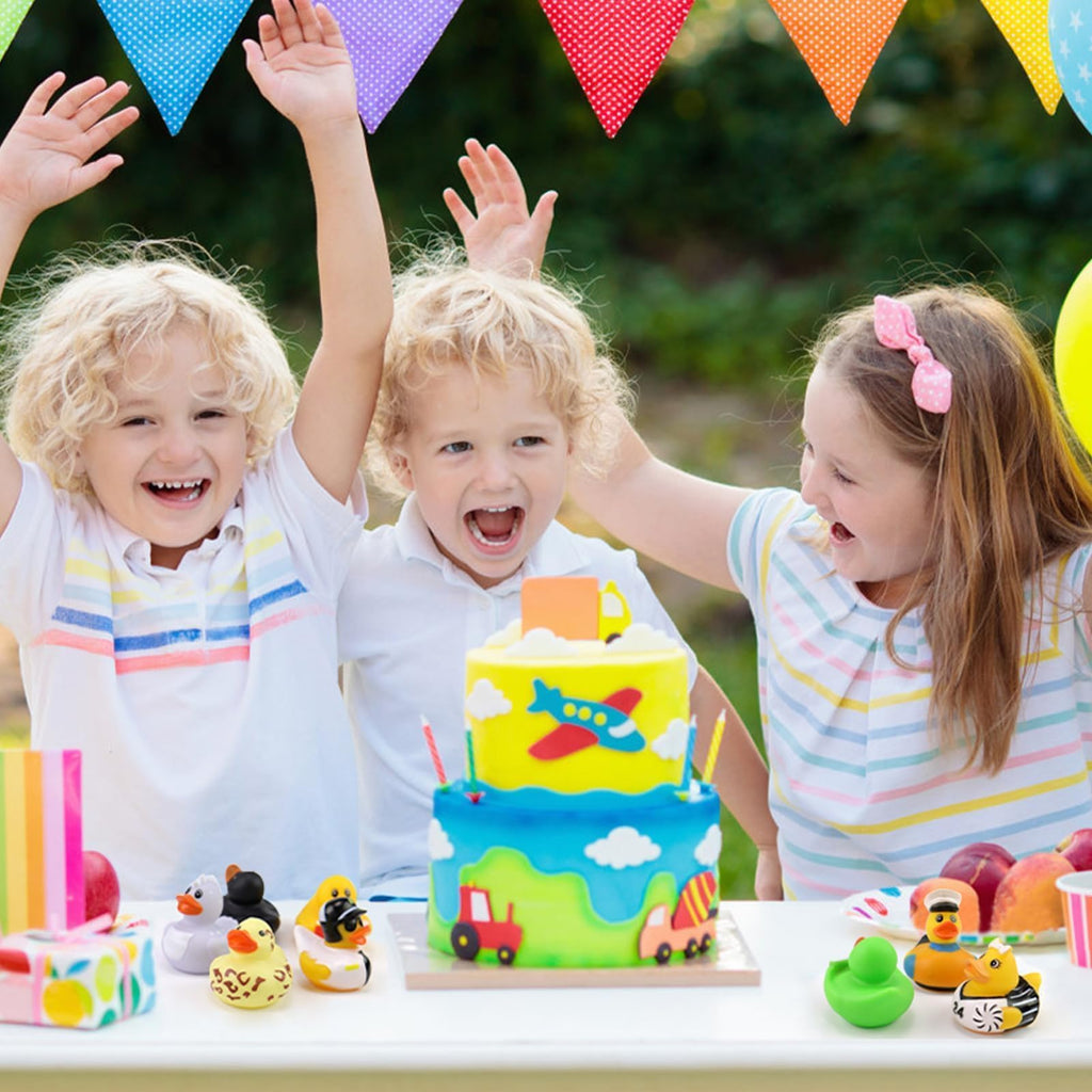 24 Assorted Rubber Ducks – 2.75 Inch Bulk Bath Toys for Kids, Party Favors, and Classroom Prizes