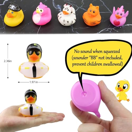24 Assorted Rubber Ducks – 2.75 Inch Bulk Bath Toys for Kids, Party Favors, and Classroom Prizes