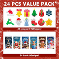 24 Christmas Mini Pop Keychain Fidget Toys with 24 Cards – Silicone Stress Reliever for Kids and Adults, Party Favors