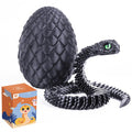 24-Inch 3D Printed Snake Fidget Toy with Dragon Egg – Stress Relief Desk Decor (Black)
