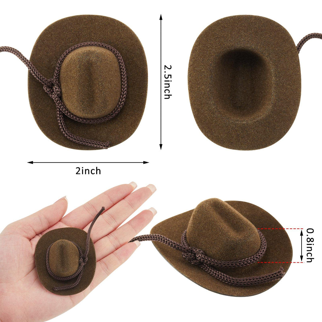 24 Mini Cowboy Hats for Dolls and Crafts – Brown Flocking Hats by Hercicy
