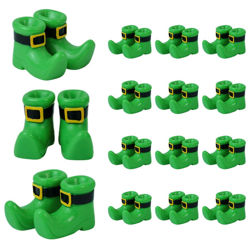 24 Mini Leprechaun Shoe Figurines – 12 Pairs of Resin St. Patrick's Day Boots for Crafts and Decor