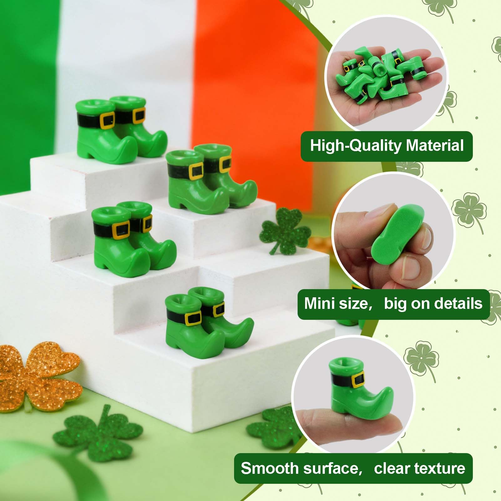 24 Mini Leprechaun Shoe Figurines – 12 Pairs of Resin St. Patrick's Day Boots for Crafts and Decor