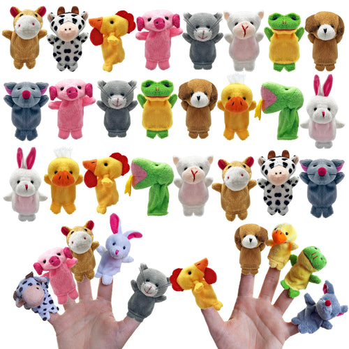 24 Mini Stuffed Animal Finger Puppets – Soft Plush Storytelling Props for Kids, Classroom, & Party Favors