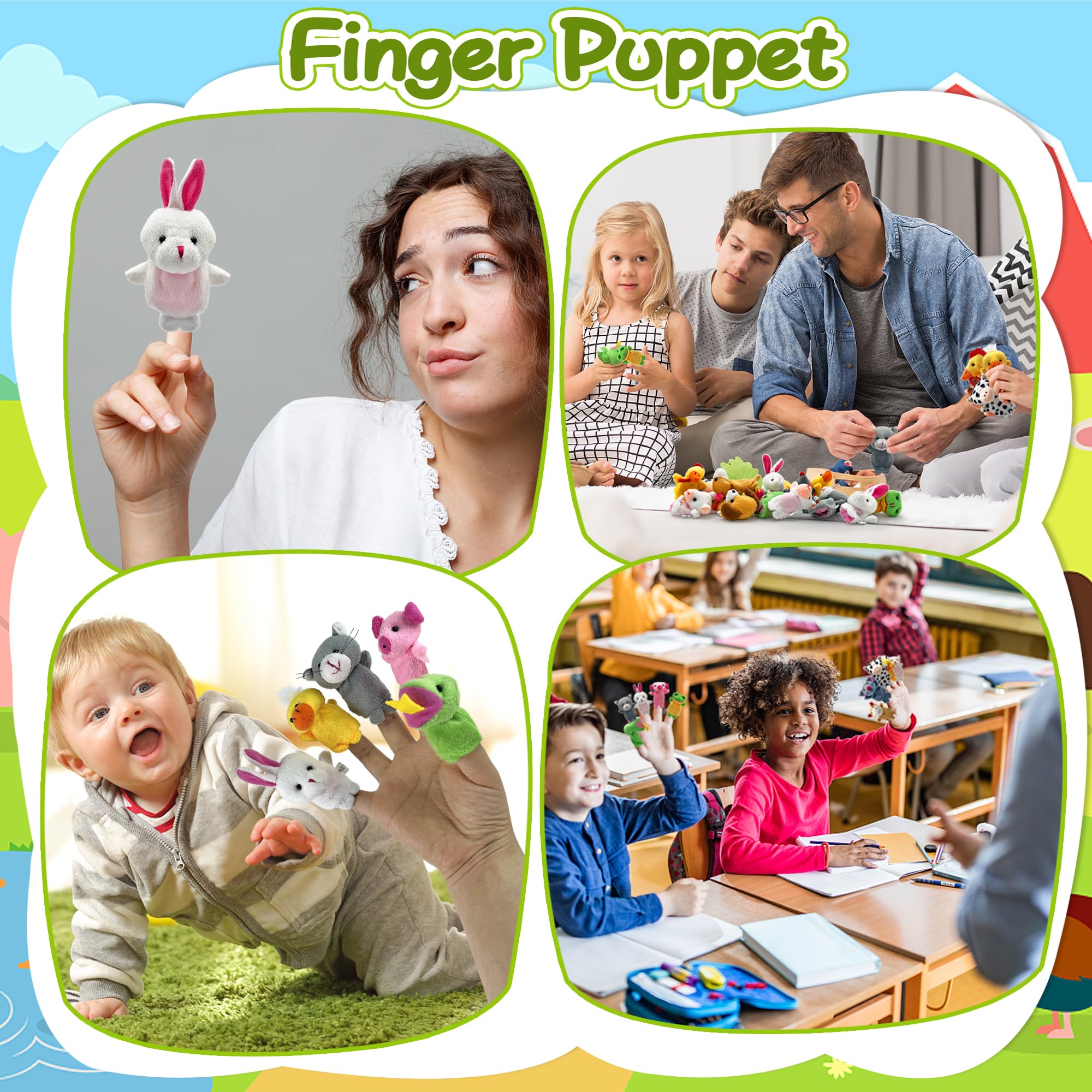 24 Mini Stuffed Animal Finger Puppets – Soft Plush Storytelling Props for Kids, Classroom, & Party Favors