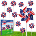 24-Pack 8.5-Inch Patriotic Pinwheels - Red White Blue American Flag Design for July 4th, Memorial Day, and Veterans Day