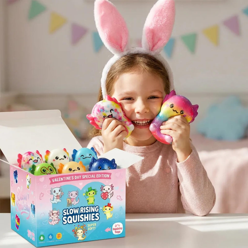 24 Pack Axolotl Slow Rise Squishy Toys – Cute Stress Relief Fidgets for Kids