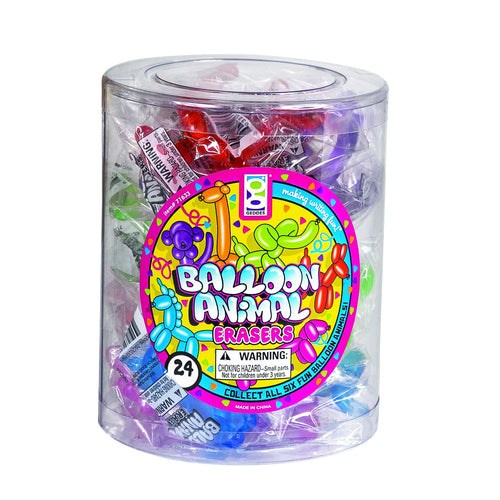 24-Pack Balloon Animal Erasers by Raymond Geddes – Cute Rubber Erasers in 6 Colors