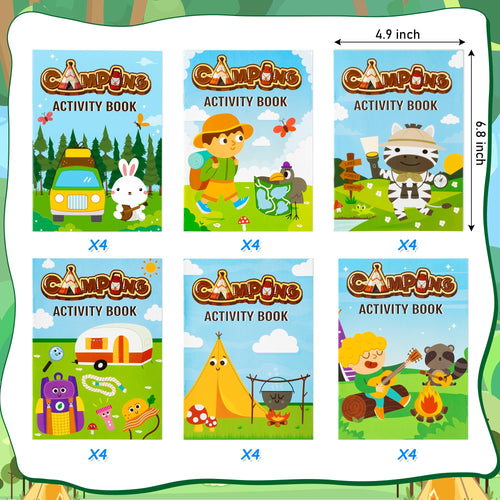 24-Pack Camping Activity Books for Kids – Mini Coloring & Puzzle Games Bulk Party Favors