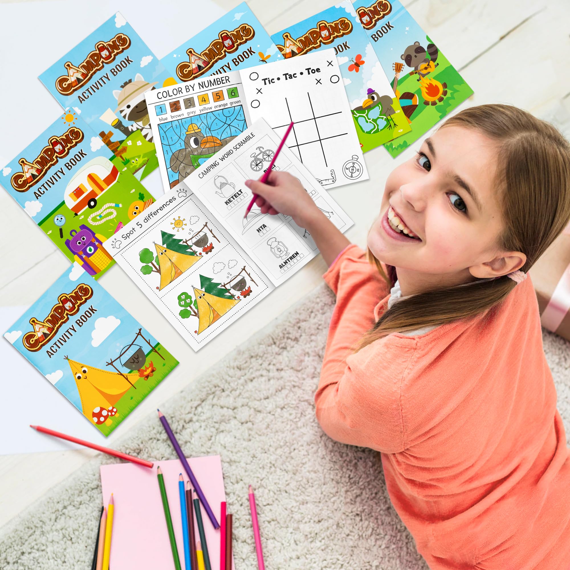 24-Pack Camping Activity Books for Kids – Mini Coloring & Puzzle Games Bulk Party Favors