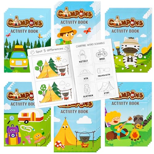 24-Pack Camping Activity Books for Kids – Mini Coloring & Puzzle Games Bulk Party Favors