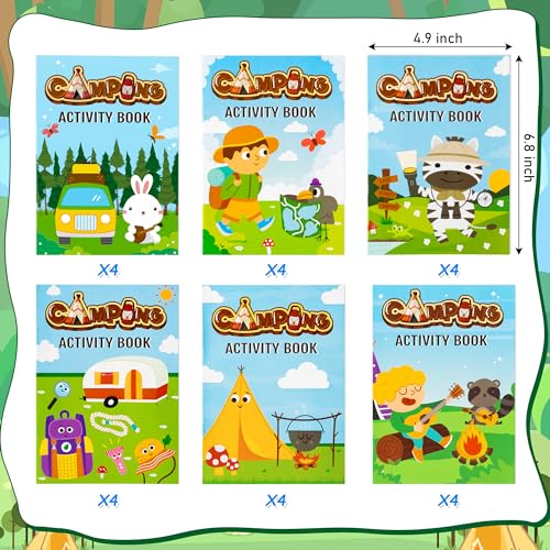 24-Pack Camping Activity Books for Kids – Mini Coloring & Puzzle Games Bulk Party Favors