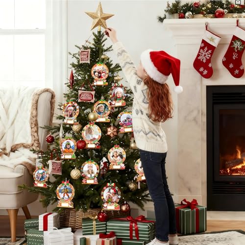 24-Pack Christmas Gingerbread Man Picture Frame Craft Kits for Kids - DIY Photo Ornaments with 500+ Stickers