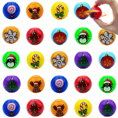 24-Pack Christmas Mini Fidget Spinner Balls – Bulk Stocking Stuffers, Party Favors & Treasure Box Toys