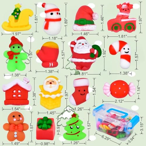 24 Pack Christmas Mochi Squishy Toys – Stress Relief Stocking Stuffers for Kids | Bulk Classroom Gifts