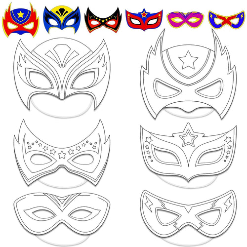 24-Pack DIY Hero Mask Craft Kit for Kids – Color Your Own Superhero Masks with 6 Designs