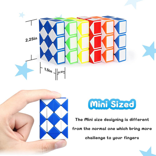 24-Pack Fidget Snake Cubes – Mini Twist Puzzle Bulk Toys for Party Favors, Stocking Stuffers, and Classroom Prizes (Random Colors)