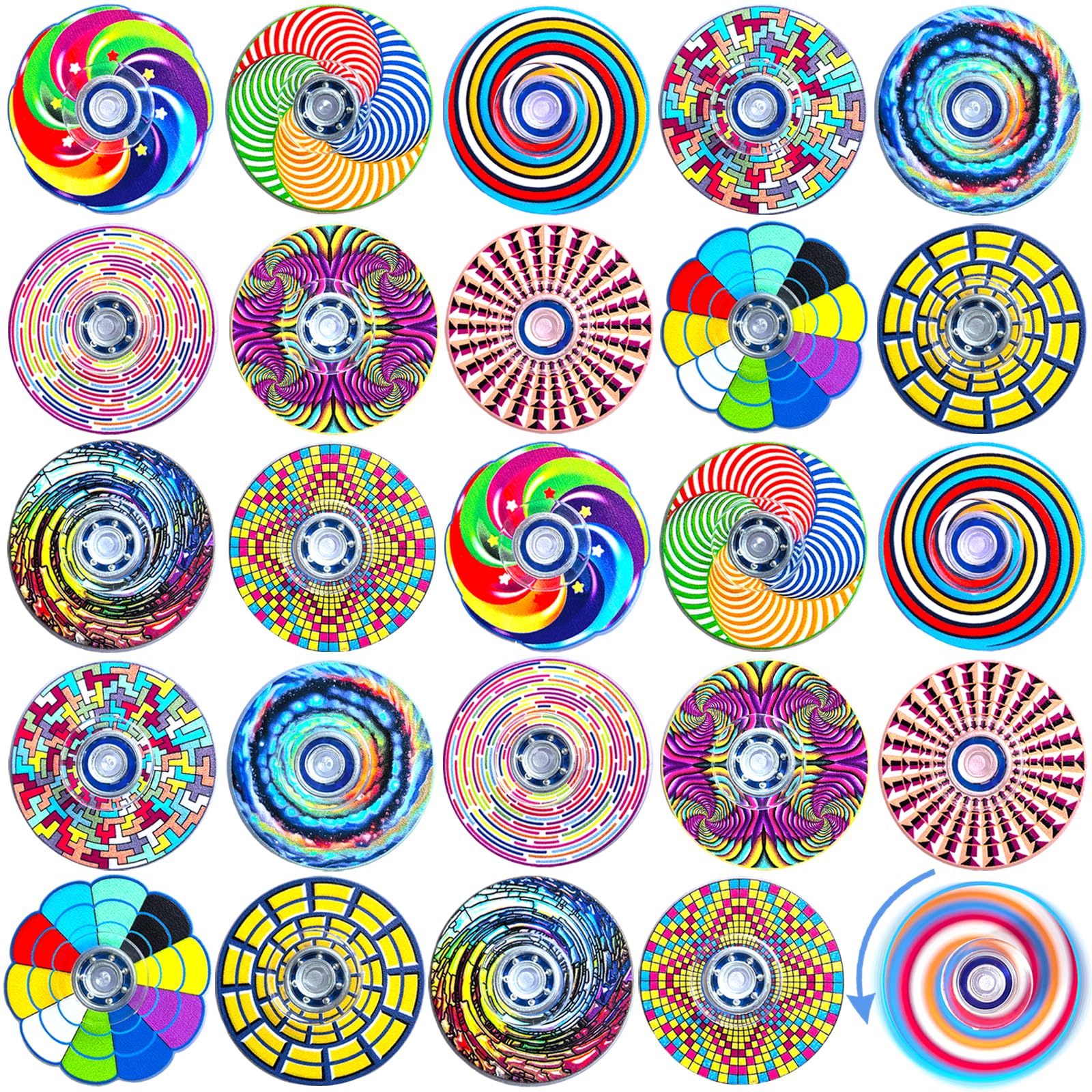 24 Pack Fidget Spinners Bulk - Spiral Stress Relief Toys for Kids & Adults - Party Favors Classroom Prizes