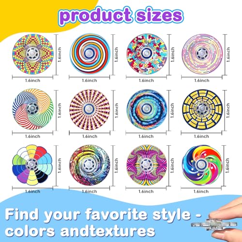 24 Pack Fidget Spinners Bulk - Spiral Stress Relief Toys for Kids & Adults - Party Favors Classroom Prizes