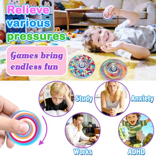 24 Pack Fidget Spinners Bulk - Spiral Stress Relief Toys for Kids & Adults - Party Favors Classroom Prizes