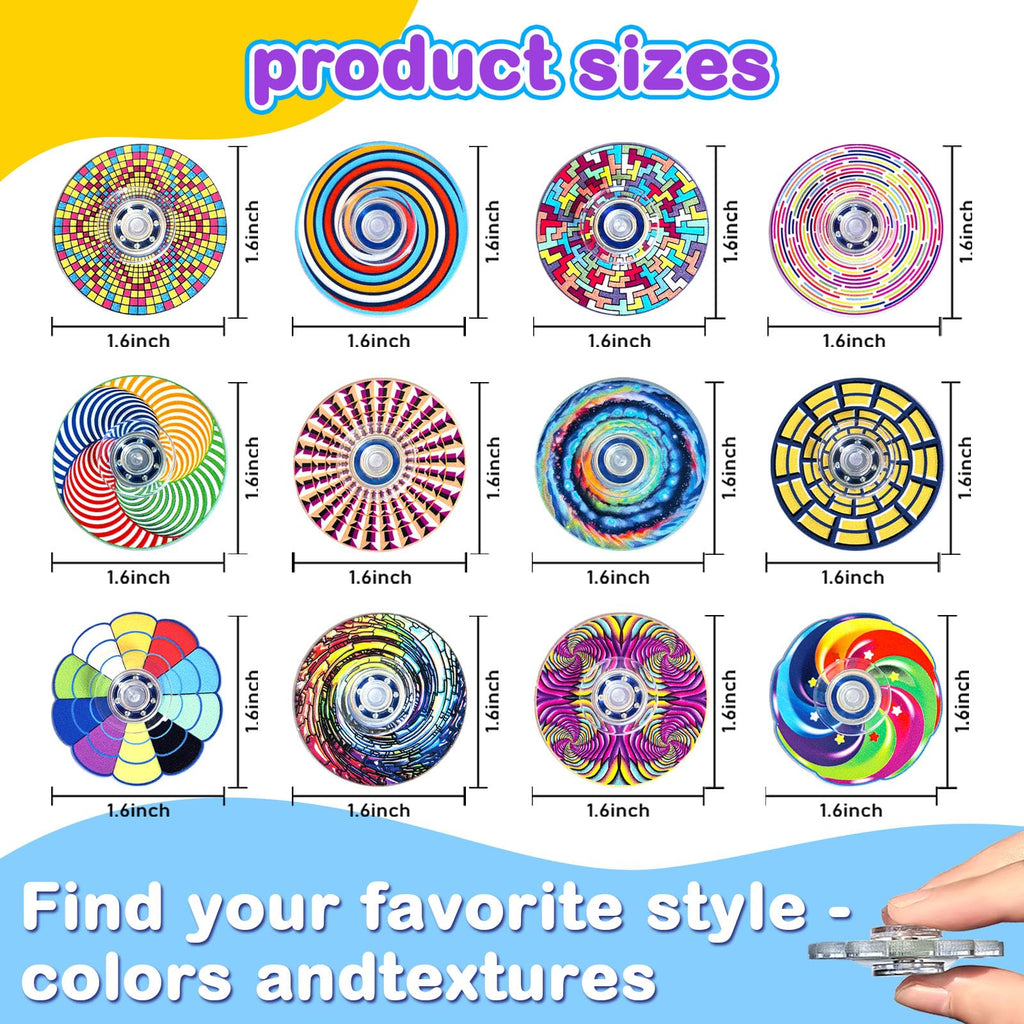 24 Pack Fidget Spinners Bulk - Spiral Stress Relief Toys for Kids & Adults - Party Favors Classroom Prizes