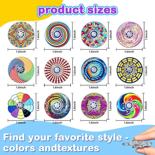 24 Pack Fidget Spinners Bulk - Spiral Stress Relief Toys for Kids & Adults - Party Favors Classroom Prizes