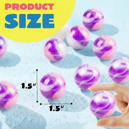 24 Pack Galaxy Slime Balls - Non-Sticky Fidget Toy, Stress Relief, Party Favors - Purple Pink Blue Marble Swirls