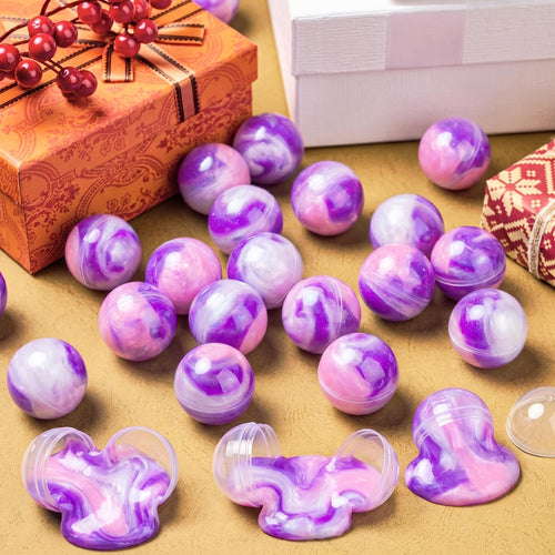 24 Pack Galaxy Slime Balls - Non-Sticky Fidget Toy, Stress Relief, Party Favors - Purple Pink Blue Marble Swirls
