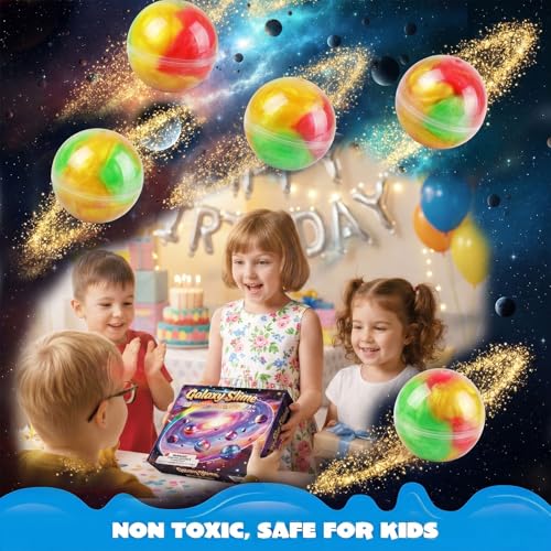 24-Pack Galaxy Slime Balls – Non-Sticky, Mess-Free Sensory Stress Relief Toys for Kids, Party Favors & Classroom Prizes (Ages 3+)