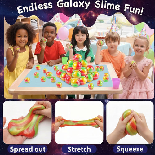 24-Pack Galaxy Slime Balls – Non-Sticky, Mess-Free Sensory Stress Relief Toys for Kids, Party Favors & Classroom Prizes (Ages 3+)