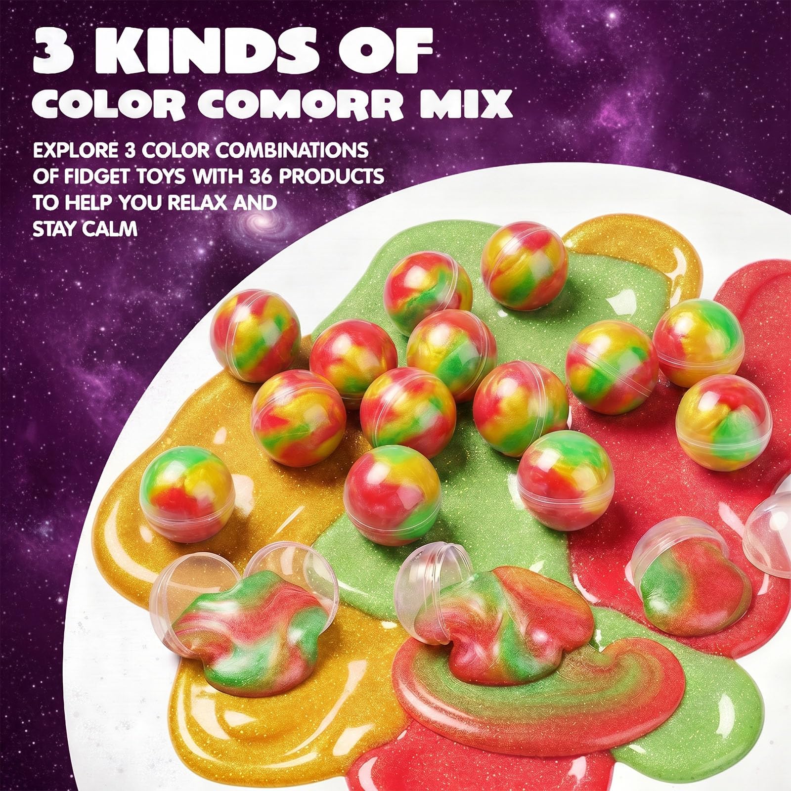 24-Pack Galaxy Slime Balls – Non-Sticky, Mess-Free Sensory Stress Relief Toys for Kids, Party Favors & Classroom Prizes (Ages 3+)