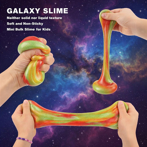 24 Pack Galaxy Slime Putty – Non-Sticky Party Favors for Kids, Gift Box, Stress Relief Toy by BeiyeiDei