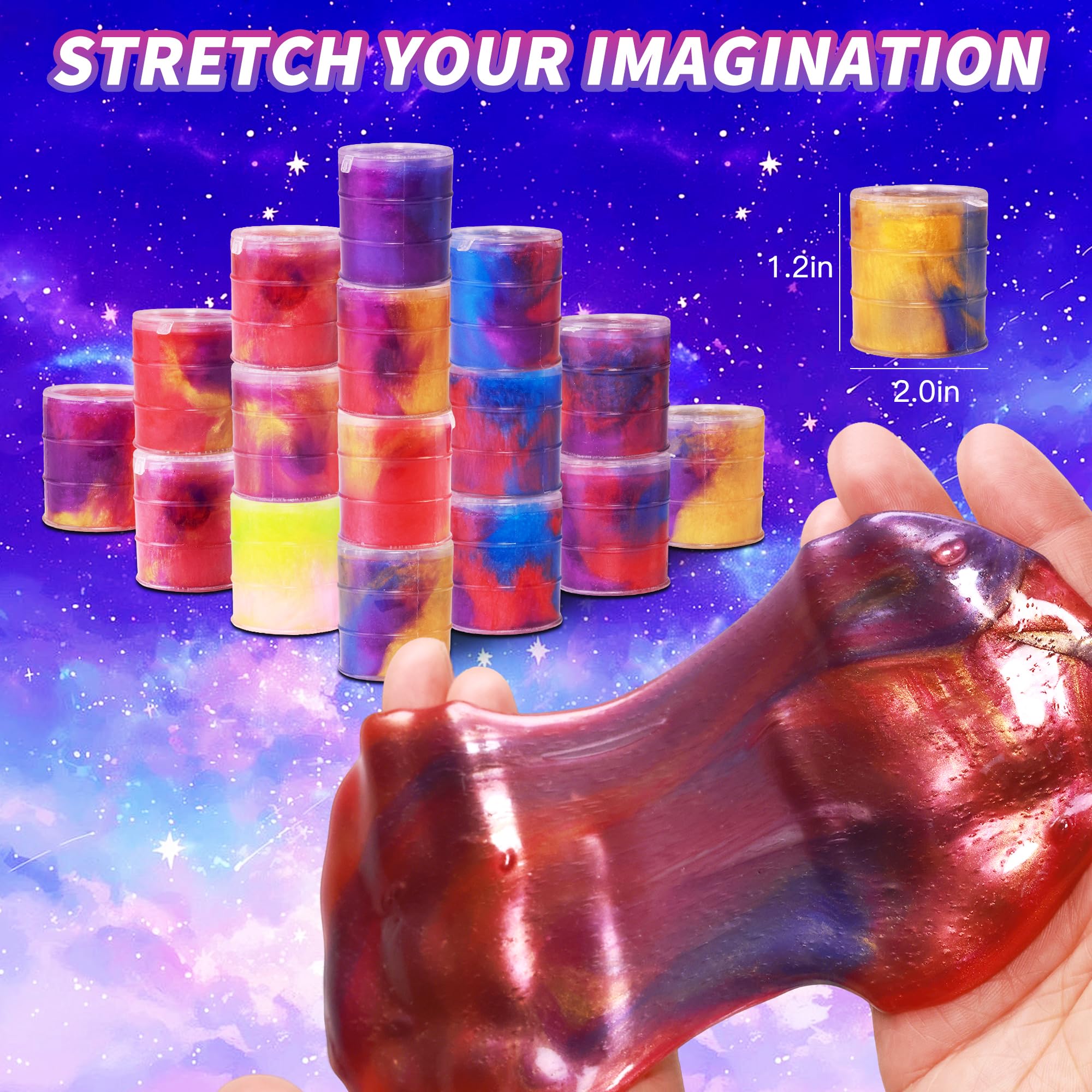 24 Pack Galaxy Star Slime – Non-Sticky, Soft Sludge Toys for Kids Party Favors, Stress Relief, and Easter Basket Stuffers