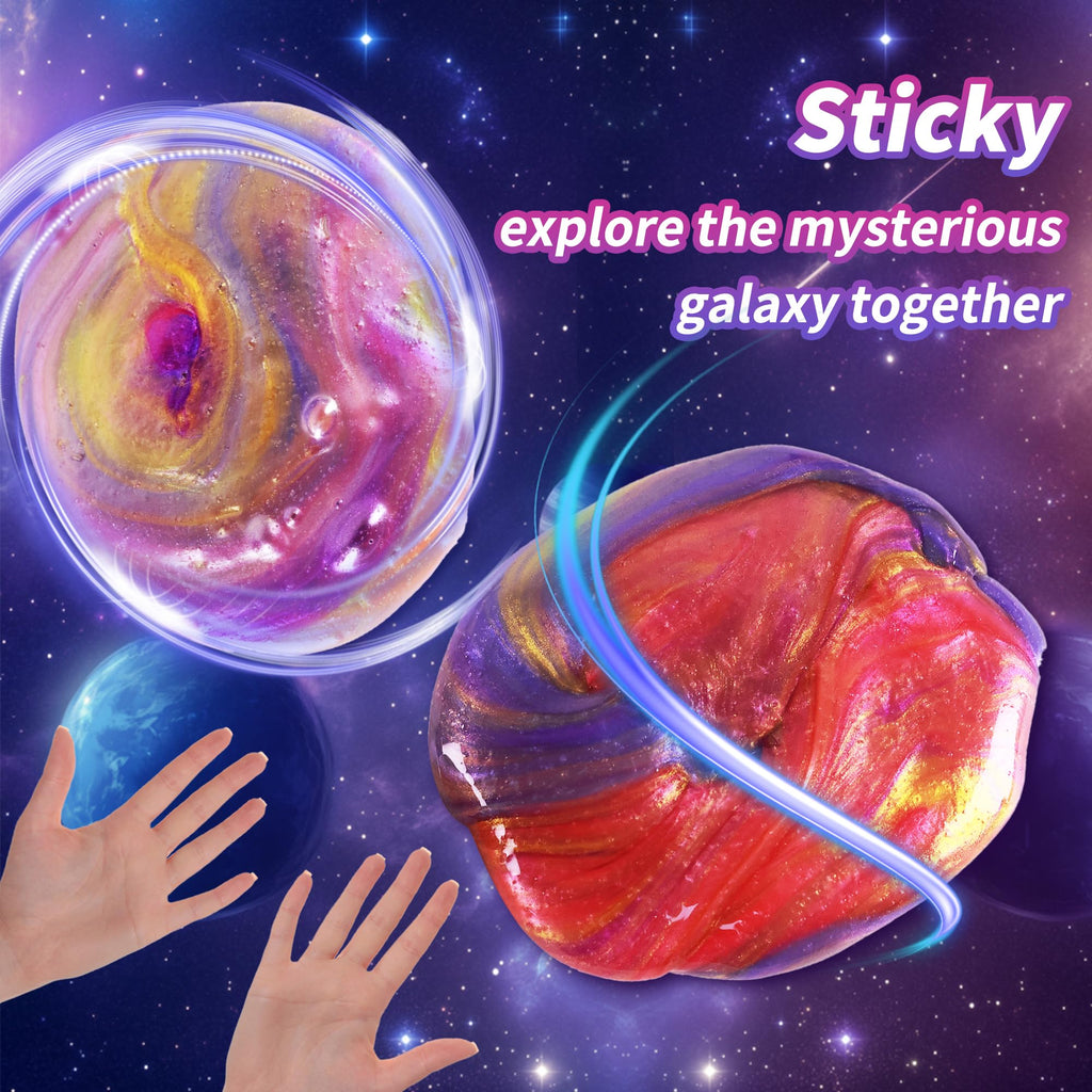 24 Pack Galaxy Star Slime – Non-Sticky, Soft Sludge Toys for Kids Party Favors, Stress Relief, and Easter Basket Stuffers