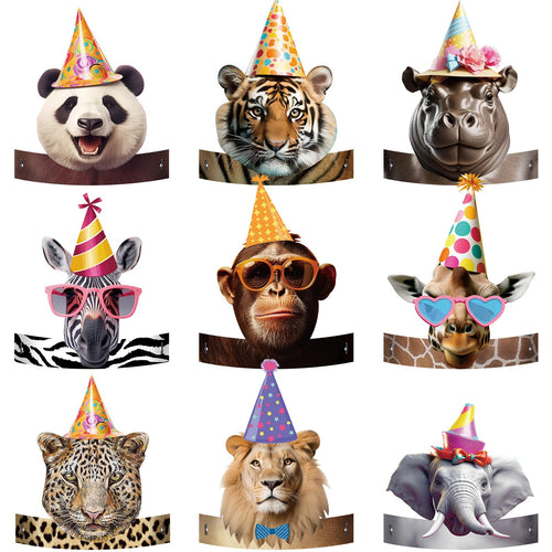 24-Pack Gersoniel Jungle Animal Party Hats for Kids - Paper Crown Headbands for Birthday Decorations