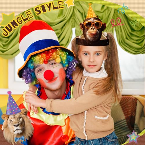 24-Pack Gersoniel Jungle Animal Party Hats for Kids - Paper Crown Headbands for Birthday Decorations