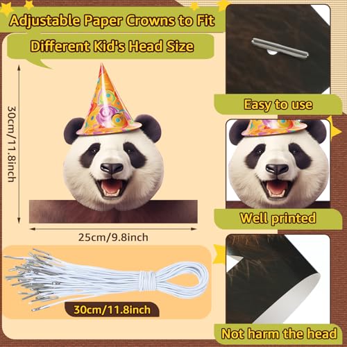 24-Pack Gersoniel Jungle Animal Party Hats for Kids - Paper Crown Headbands for Birthday Decorations
