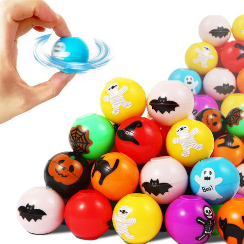 24 Pack Halloween Mini Fidget Spinner Balls – Non-Candy Trick or Treat Bag Fillers, 8 Patterns, 1.3 Inch, for Kids & Adults by CHHOEAV