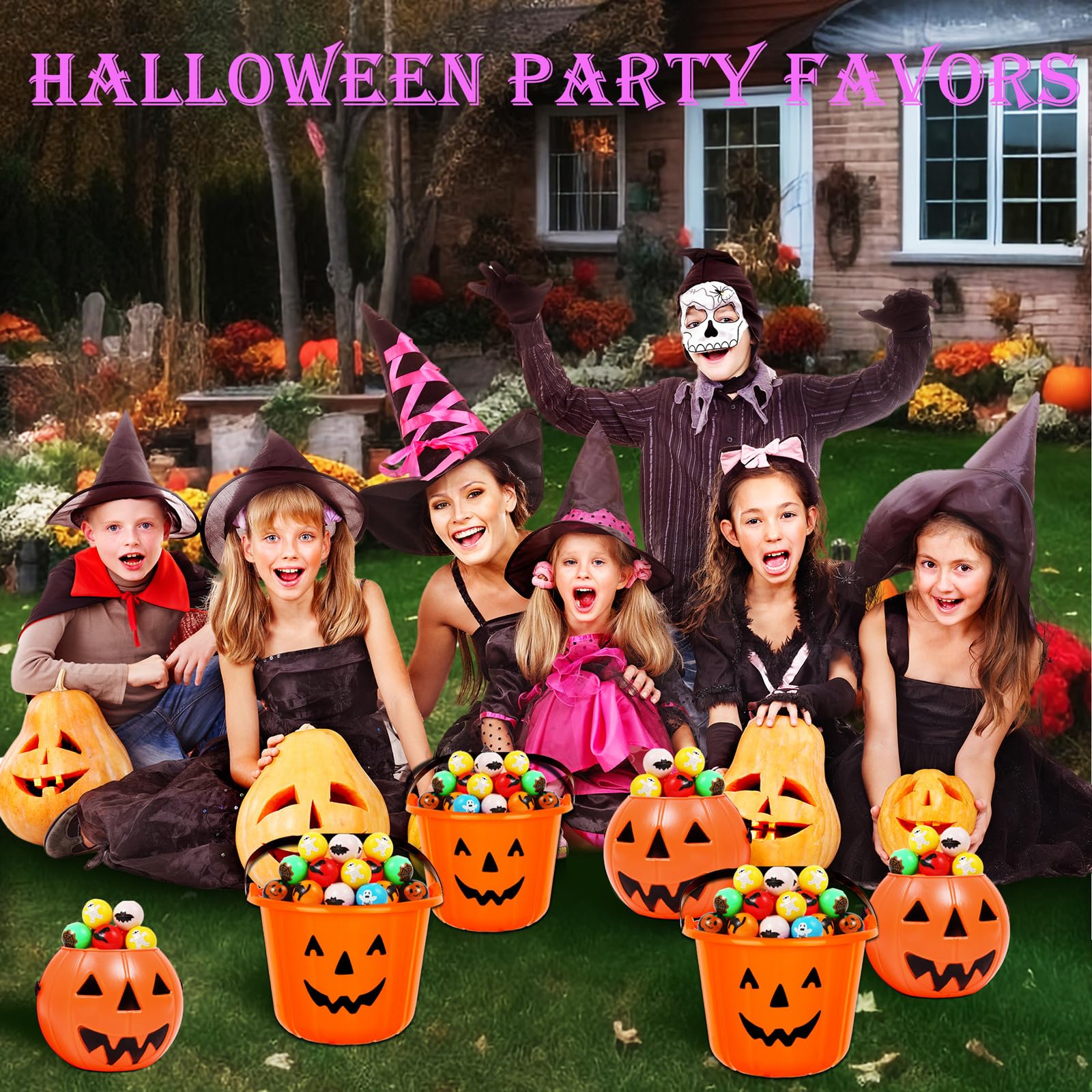 24 Pack Halloween Mini Fidget Spinner Balls – Non-Candy Trick or Treat Bag Fillers, 8 Patterns, 1.3 Inch, for Kids & Adults by CHHOEAV