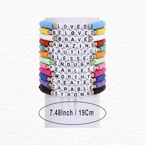24 Pack Jesus Loves You Bracelets: Handmade Clay Bead Christian Friendship Jewelry for Women Teens