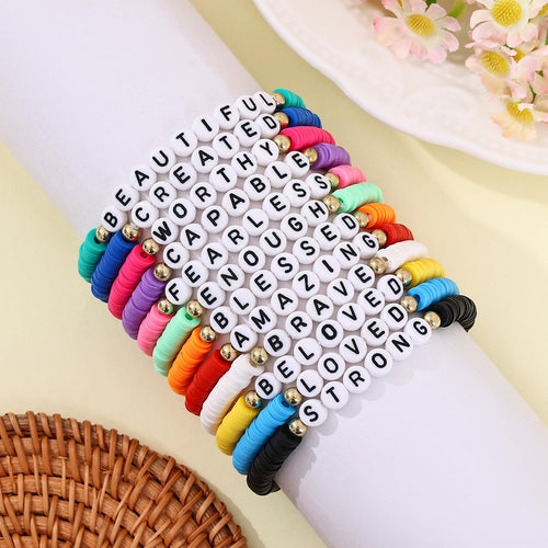 24 Pack Jesus Loves You Bracelets: Handmade Clay Bead Christian Friendship Jewelry for Women Teens