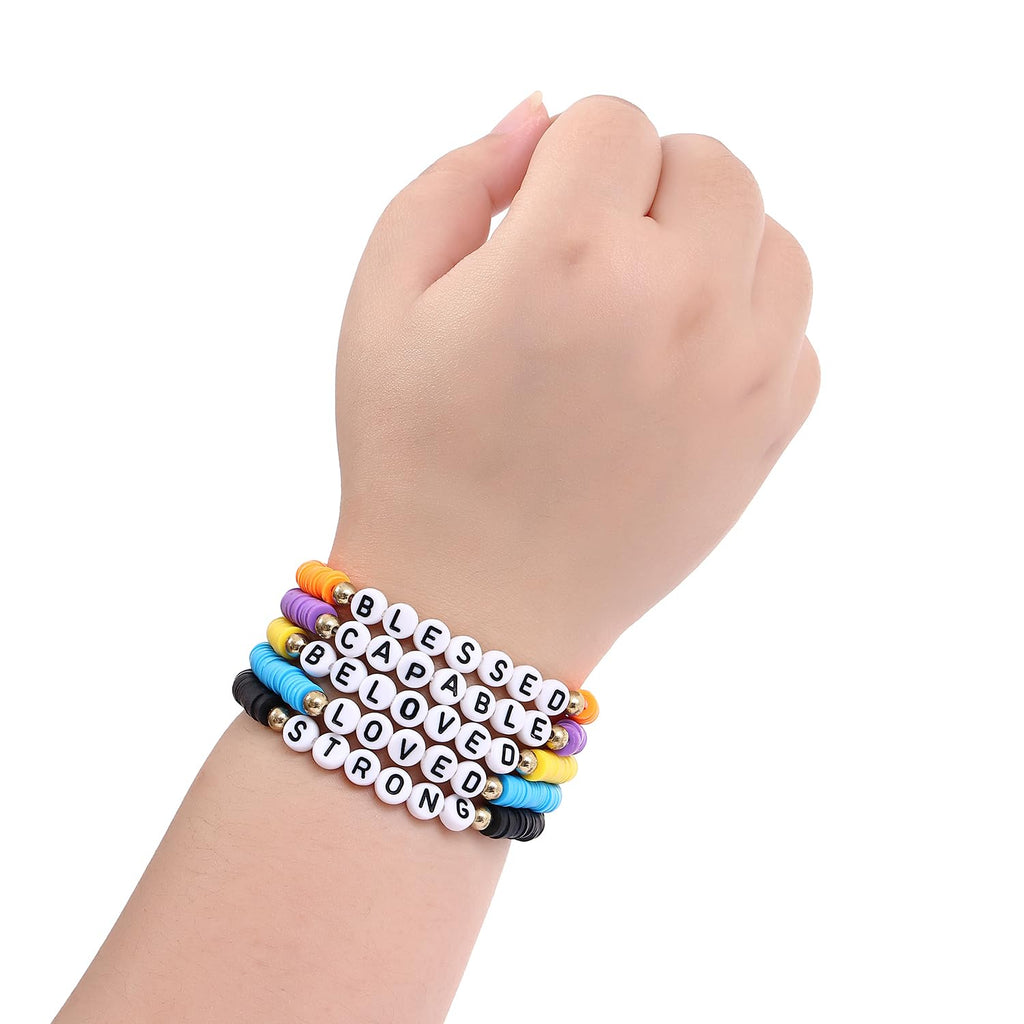 24 Pack Jesus Loves You Bracelets: Handmade Clay Bead Christian Friendship Jewelry for Women Teens