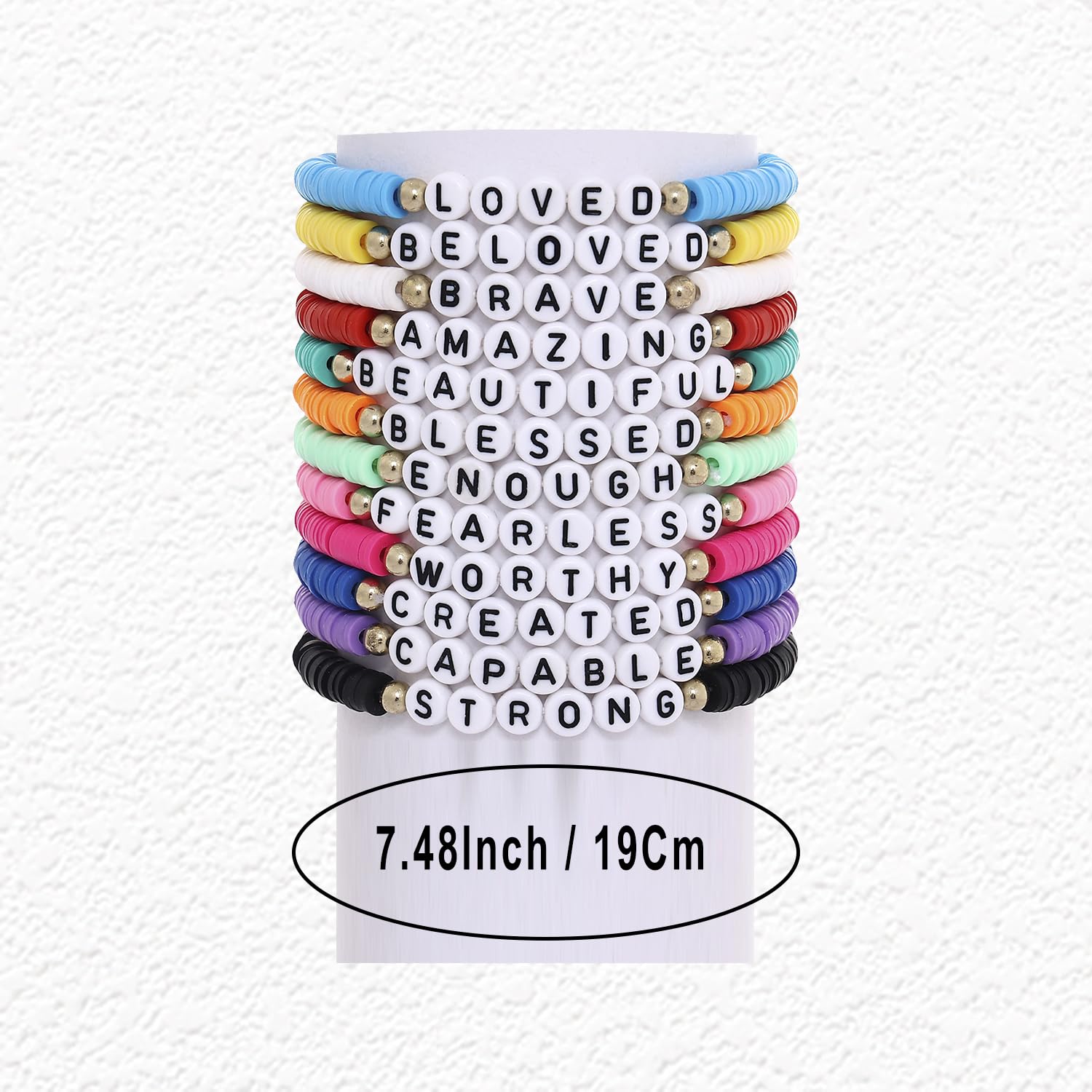 24 Pack Jesus Loves You Bracelets: Handmade Clay Bead Christian Friendship Jewelry for Women Teens