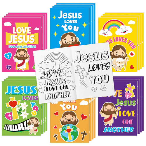 24-Pack Jesus Loves You Coloring Books – Religious Bible DIY Pages for Sunday School Kids