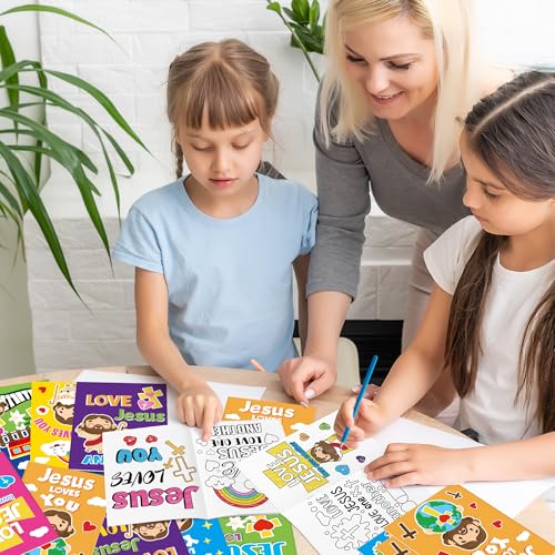 24-Pack Jesus Loves You Coloring Books – Religious Bible DIY Pages for Sunday School Kids
