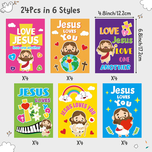 24-Pack Jesus Loves You Coloring Books – Religious Bible DIY Pages for Sunday School Kids