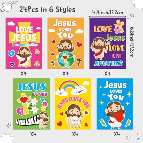 24-Pack Jesus Loves You Coloring Books – Religious Bible DIY Pages for Sunday School Kids