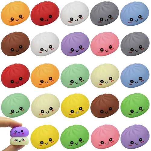 24-Pack Kawaii Dumpling Squishies – 12 Colors, Soft TPR Fidget Toys for Stress Relief & Party Favors