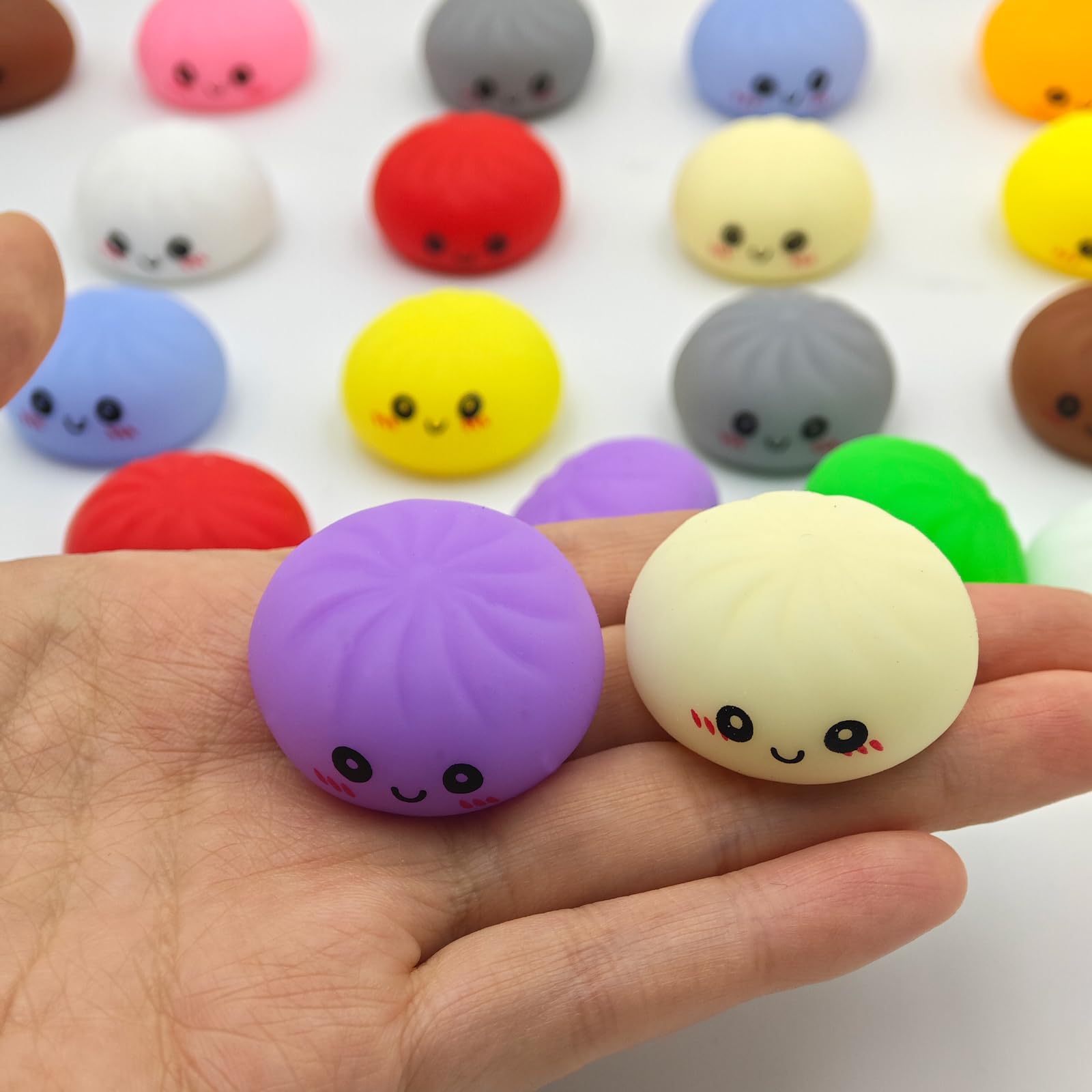 24-Pack Kawaii Dumpling Squishies – 12 Colors, Soft TPR Fidget Toys for Stress Relief & Party Favors