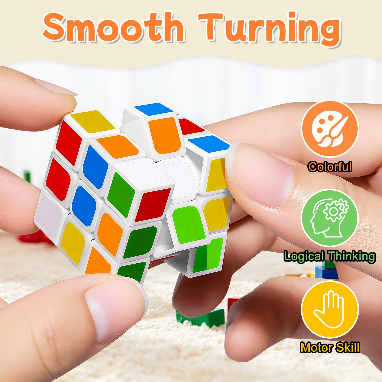 24 Pack Mini 3x3 Puzzle Cubes - Liorbit 1.18" Party Favors, Classroom Rewards, Stress Relief Toy